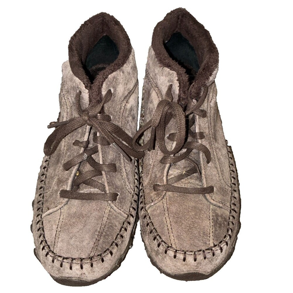 Sketchers Womens Shoes Memory Foam Suede Relaxed Fit Faux-fur Bootie 7.5 Brown